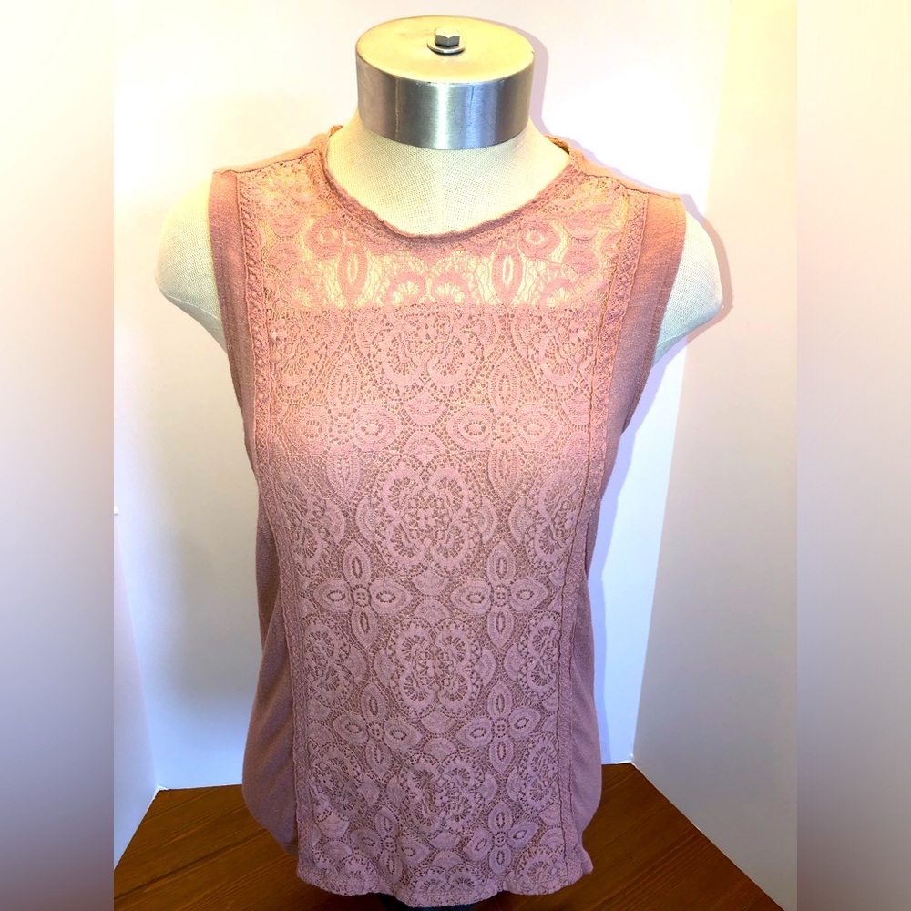 Mauve Maurices Mixed Material Sleeveless Top
